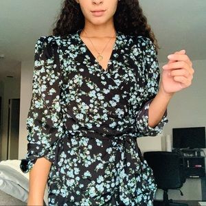 INC Floral Print Wrap Blouse with Tie